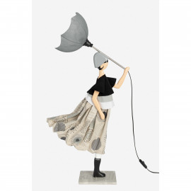  Skitso - Gold - Lampada da tavolo in legno e paralume in tessuto "Little Girl" Salomi - Colore: Grigio - 1 Lampadina E27 60W - IP20 - SKU: SALOMI 