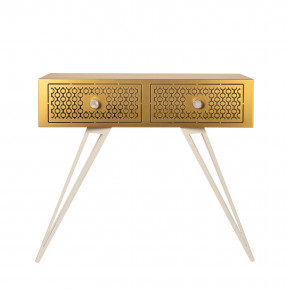  Arti e Mestieri - Mayfair - Consolle grande in metallo dal design moderno ed elegante - Colore: Oro/Bianco Marmo - SKU: 0CO3895C114 