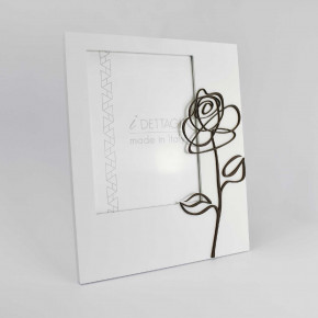  I Dettagli - Rosa - Portafoto da tavolo in legno dal design moderno con applicazione floreale - Colore: Bianco - Foto 15x20 - SKU: CL1D15X20ROSA 