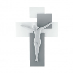  Bongelli Preziosi - Crocifisso in stile moderno con pannello in legno 42x30 - Colore: Grigio/Bianco - SKU: ME1210/3GB 