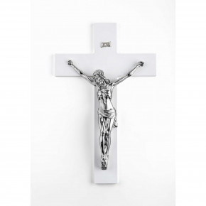  Bongelli Preziosi - Crocifisso da parete grande dalle linee moderne e con cristo argentato 30x48 - Colore: Bianco/Argento - SKU: ME2115/3B 