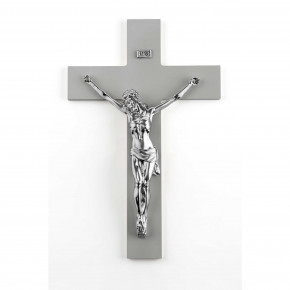  Bongelli Preziosi - Crocifisso da parete piccolo dalle linee moderne e con cristo argentato 16x25 - Colore: Grigio/Argento - SKU: ME2115/1G 