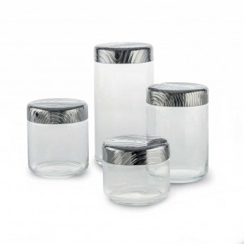 Alessi Barattolo ermetico in vetro con coperchio in acciaio Veneer