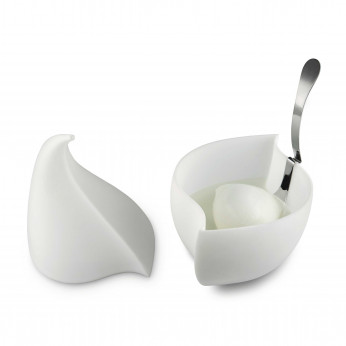 Alessi Set per mozzarella composto da contenitore e mestolo forato Nunziatella