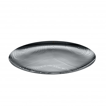 Alessi Vassoio rotondo in acciaio inossidabile con decoro a rilievo dalle linee moderne Veneer