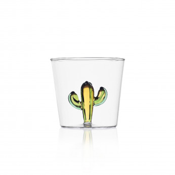 Ichendorf Bicchiere in vetro tumbler con cactus interno in vetro Desert Plants