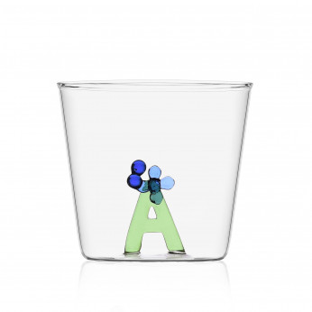 Ichendorf Bicchiere in vetro tumbler con alfabeto fiorito lettera "A" GreenWood