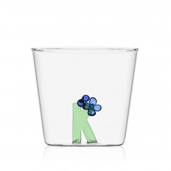 Ichendorf Ichendorf Bicchiere in vetro tumbler con alfabeto fiorito lettera "K" GreenWood