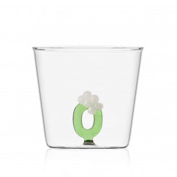 Ichendorf Bicchiere in vetro tumbler con alfabeto fiorito lettera "O" GreenWood
