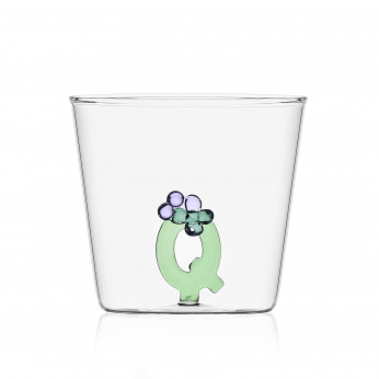 Ichendorf Bicchiere in vetro tumbler con alfabeto fiorito lettera "Q" GreenWood