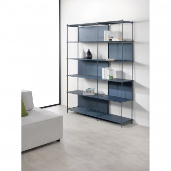 Pezzani Libreria componibile moderna in acciaio con varie scaffalature a vista Musa