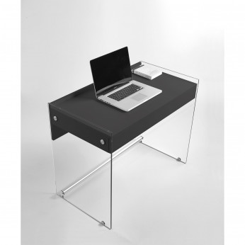 Pezzani Scrivania con struttura in vetro top e cassetto in legno MyDesk