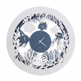 Arti e Mestieri Orologio da parete rotondo a tema marino con pesciolini Nettuno