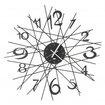 Arti e Mestieri Orologio da parete moderno di design con struttura a raggiera in metallo Zig Zag