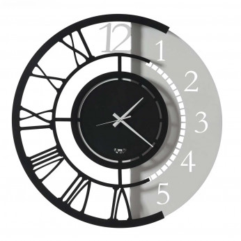 Arti e Mestieri Orologio da parete grande doppia numerazione in metallo dalle linee moderne Full Metal Jack