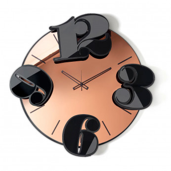 Arti e Mestieri Orologio da parete in metallo con quadrante in vetro di design Benguiat