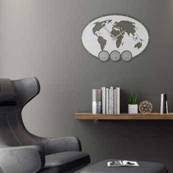 CalleaDesign Orologio da parete con fusi orari in legno dal design moderno Greenwich