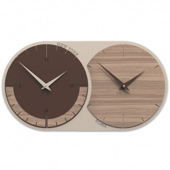 CalleaDesign Orologio da parete in legno con fuso orario World Clock