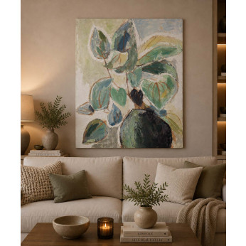 L'Oca Nera Quadro verticale con motivi floreali acrilico su tela 100x120 Ethno Chic