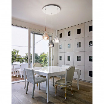 Fabas Luce Lampada a sospensione a 3 luci moderna struttura in metallo e diffusore in vetro Lila