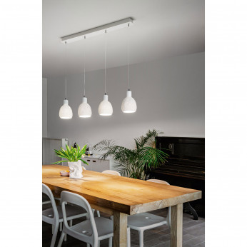 Fabas Luce Lampada a sospensione moderna a 4 luci in metallo con paralume in ceramica Marina