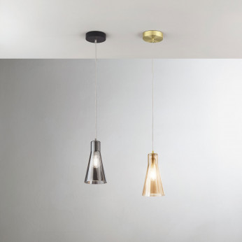Fabas Luce Lampada a sospensione moderna con struttura in metallo e paralume in vetro Dafne