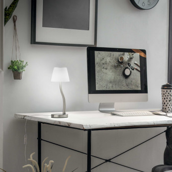 Fabas Luce Lampada da tavolo a led con diffusore in vetro e struttura in metallo Ibla