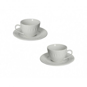 Brandani Set 2 pz tazzine da the con piattino in ceramica dalle linee classiche Senzatempo
