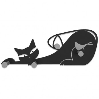 CalleaDesign Appendiabiti a parete moderno in legno Gatto