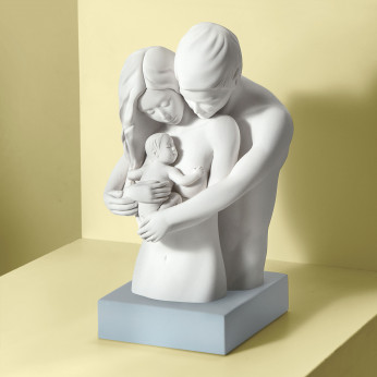 Bongelli Preziosi Scultura da tavolo con base colorata con raffigurazione "famiglia abbracciata" 
