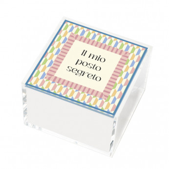Vesta Portagioie quadrato grande in plexiglass con coperchio Happy Beaty