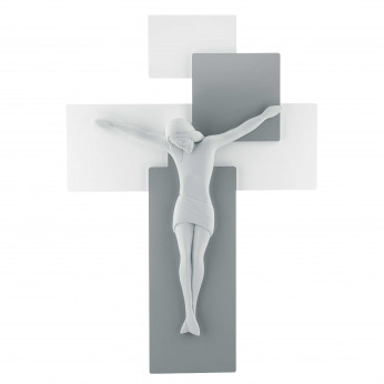 Bongelli Preziosi Crocifisso bianco in stile moderno con pannello in legno 60x40