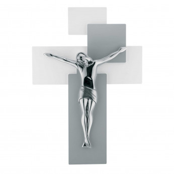 Bongelli Preziosi Crocifisso in argento con pannello in legno piccolo 27x19 dal design elegante