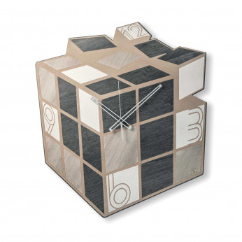 Ves Design Orologio da parete di grandi dimensioni in legno design moderno "Kubik" Istanti