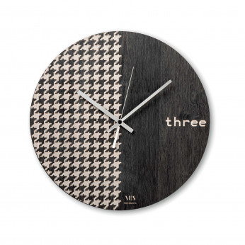 Ves Design Orologio da parete in legno moderno per soggiorno o cucina "Pied de poule" Istanti