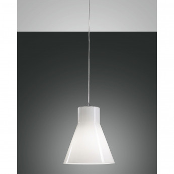 Fabas Luce Lampada a sospensione grande moderna in metallo con diffusore in vetro soffiato Diana
