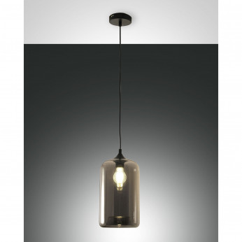 Fabas Luce Lampada a sospensione con struttura in metallo e diffusore in vetro soffiato Silo