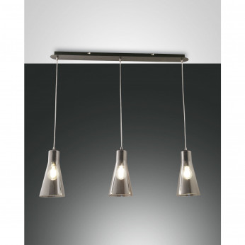 Fabas Luce Lampada a sospensione moderna a 3 luci struttura in metallo e paralume in vetro Dafne
