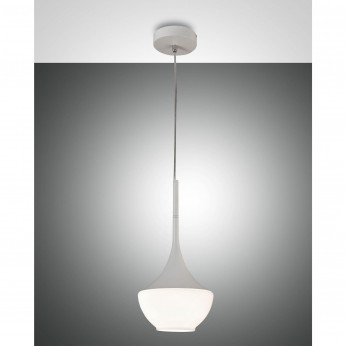Fabas Luce Lampada a sospensione moderna in metallo con diffusore in vetro soffiato Apollo