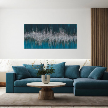 Agave Quadro astratta in stile moderno dipinto a mano su tela "Dark Blue Art" 150x70