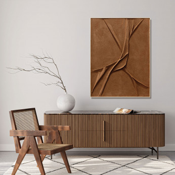 Agave Quadro astratto dipinto a mano su tela di cotone con cornice Leather 90x120