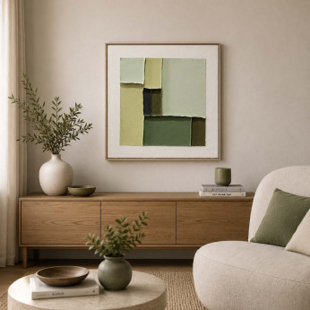 Agave Quadro astratto dipinto a mano su tela di cotone con cornice Sylva 60x60