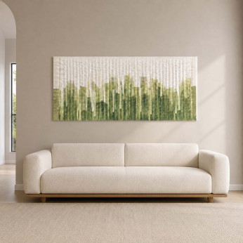 Agave Quadro astratto dipinto a mano su tela di cotone Green Chart 140x70