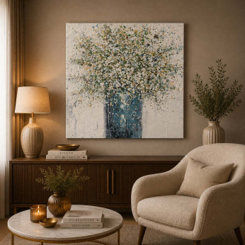 Agave Quadro astratto moderno dipinto a mano su tela "Malvina" 80x80