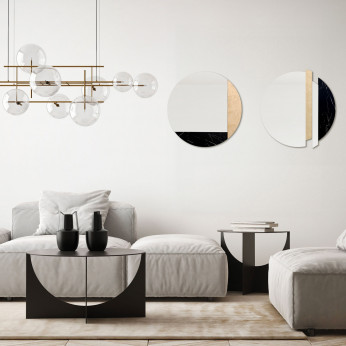 Agave Specchio da parete moderno rotondo con effetto marmo "Black Marble"