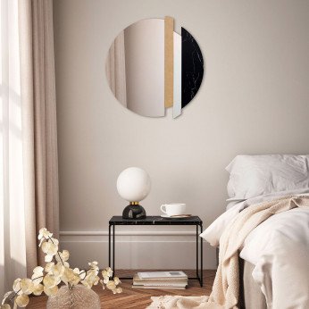 Agave Specchio da parete moderno rotondo con effetto marmo "Golden Slice" 