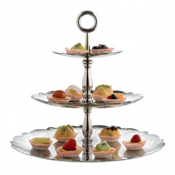 Alessi Alzata grande a tre elementi completamente in acciaio dal design elegante Dressed