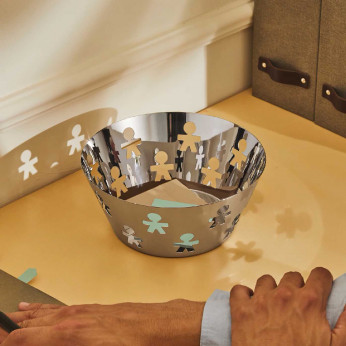 Alessi Cestino grande in acciaio lucido dal design moderno ed elegante Girotondo