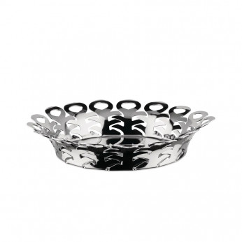 Alessi Cestino grande in acciaio lucido dal design moderno Vimini