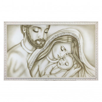 Art Maiora Capezzale con la sacra famiglia dipinta a mano su tela Pazienza 110x65 Pazienza
